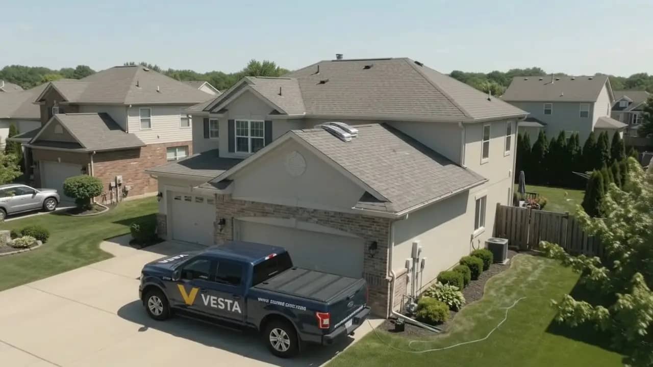 Vesta Remodeling truck and work on site