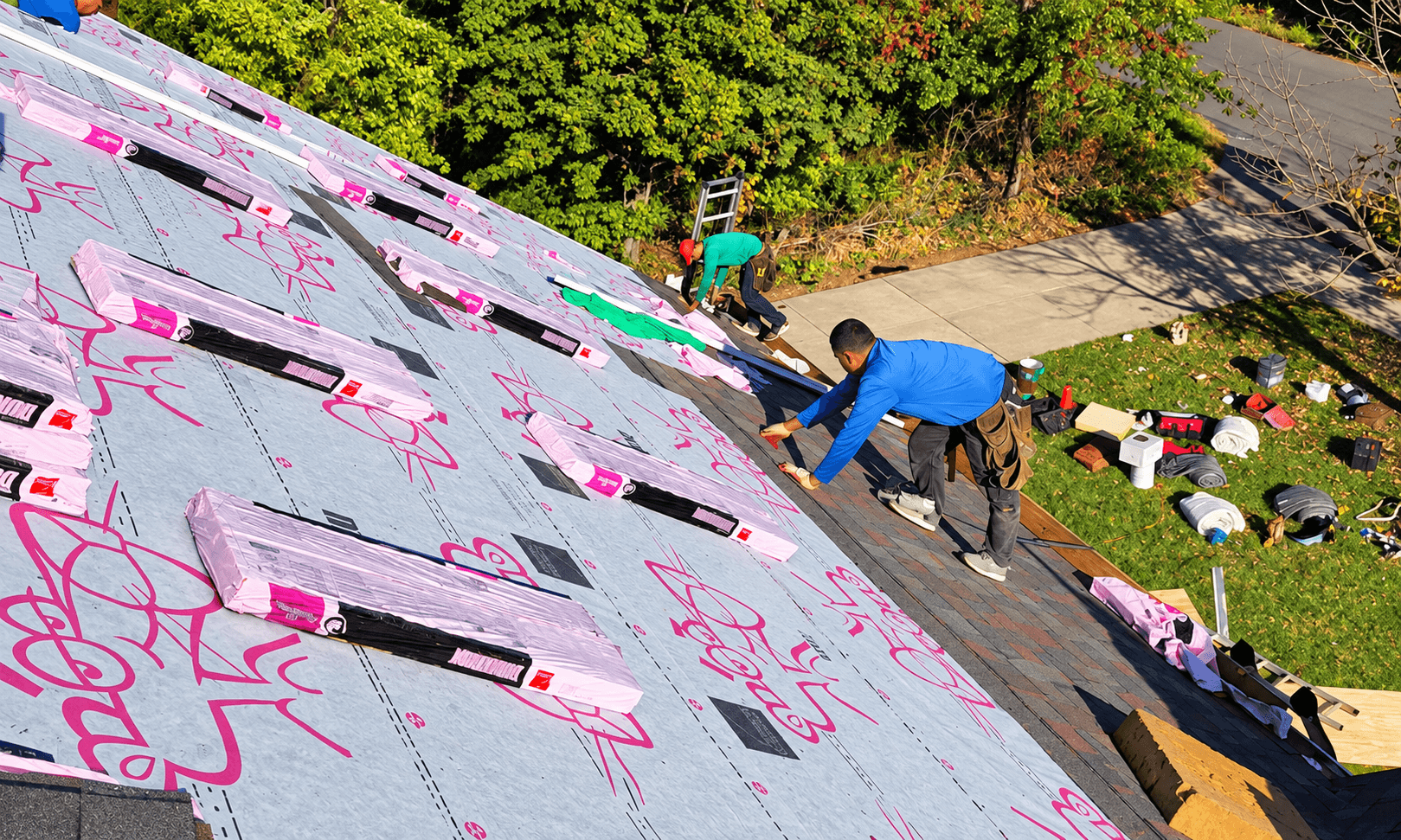 Vesta roofing project — clean ridge cap and roof line detail