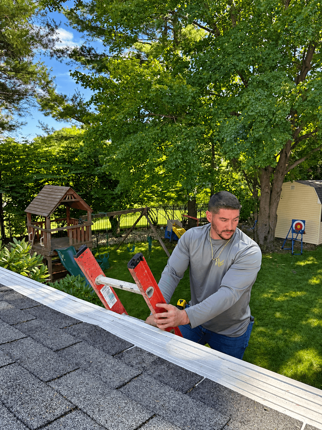 Vesta roofing project — vertical exterior roofline elevation
