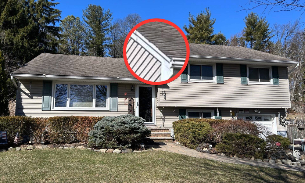 Residential roof damage identified before repair during exterior home inspection in New Jersey by Vesta Remodeling